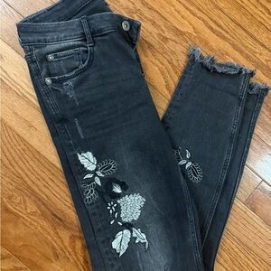 Embroidered Zara Black Jeans